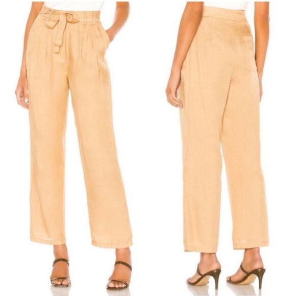 Revolve pants L'Academie Los Angeles The Danette Bronze Button Fly tie waist XS - Picture 1 of 12